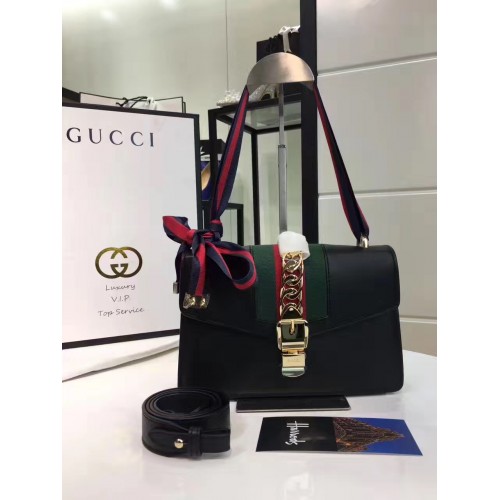 Gucci GG Sylvie leather shoulder bag black